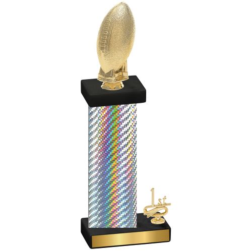 Accented Single Silver Carbon Fiber First Place Football Trophy