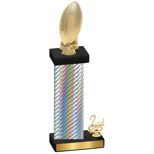 Accented Single Silver Carbon Fiber Second Place Football Trophy