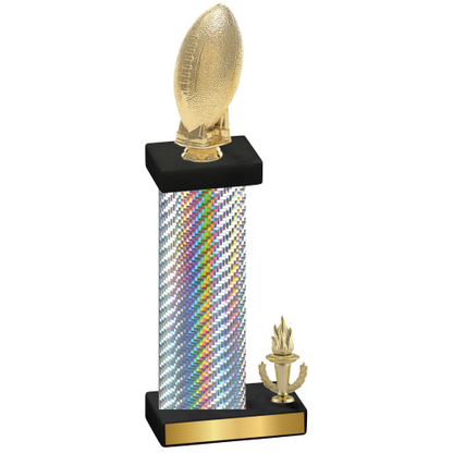 Accented Single Silver Carbon Fiber Victory Football Trophy