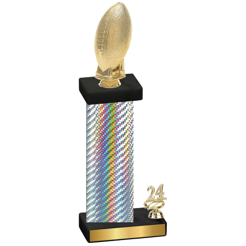 Accented Single Silver Carbon Fiber Year Football Trophy