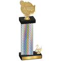 Accented Single Silver Carbon Fiber Second Place Tennis Trophy