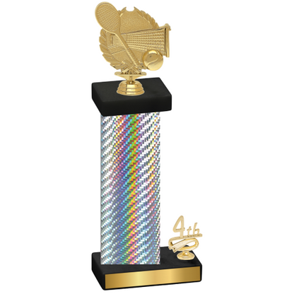 Accented Single Silver Carbon Fiber Fourth Place Tennis Trophy