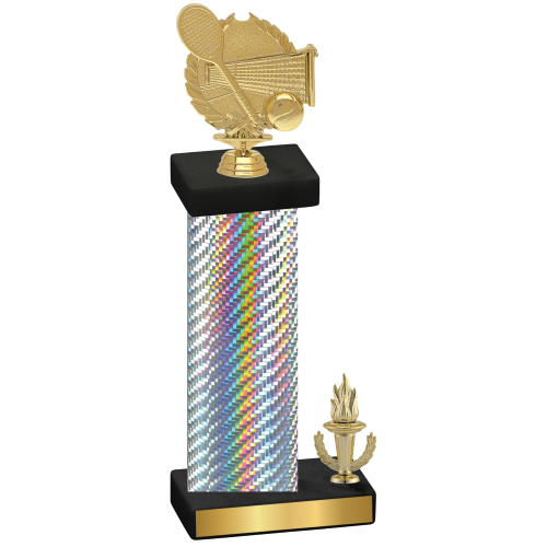 Accented Single Silver Carbon Fiber Victory Tennis Trophy