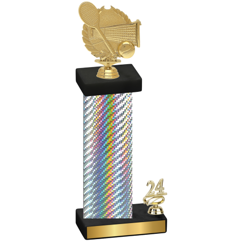 Accented Single Silver Carbon Fiber Year Tennis Trophy