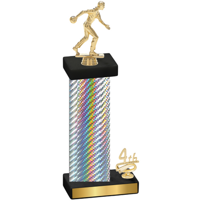 Accented Single Silver Carbon Fiber Fourth Place Bowling Trophy