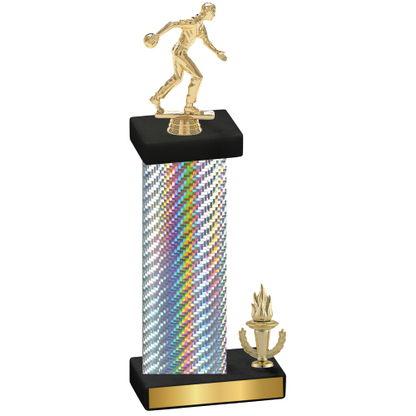 Accented Single Silver Carbon Fiber Victory Bowling Trophy