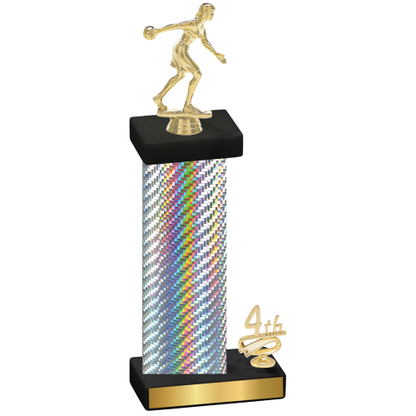 Accented Single Silver Carbon Fiber Fourth Place Bowling Trophy