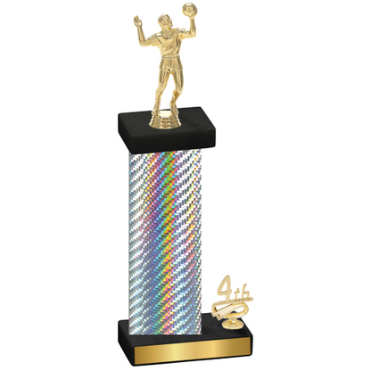Accented Single Silver Carbon Fiber Fourth Place Volleyball Trophy