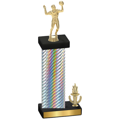 Accented Single Silver Carbon Fiber Victory Volleyball Trophy