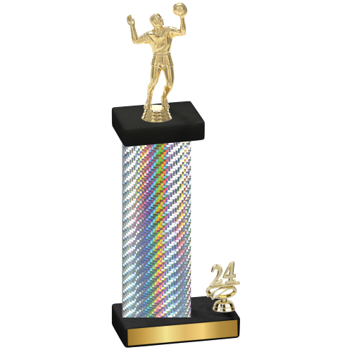 Accented Single Silver Carbon Fiber Year Volleyball Trophy