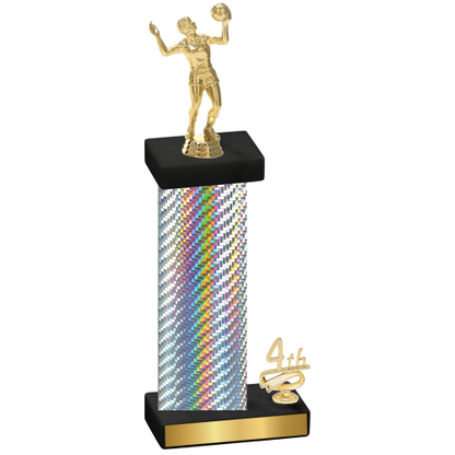 Accented Single Silver Carbon Fiber Fourth Place Volleyball Trophy