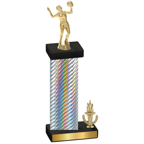 Accented Single Silver Carbon Fiber Victory Volleyball Trophy