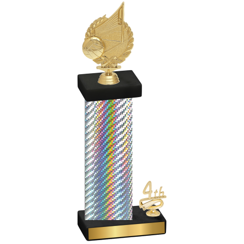 Accented Single Silver Carbon Fiber Fourth Place Volleyball Trophy