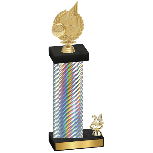 Accented Single Silver Carbon Fiber Year Volleyball Trophy