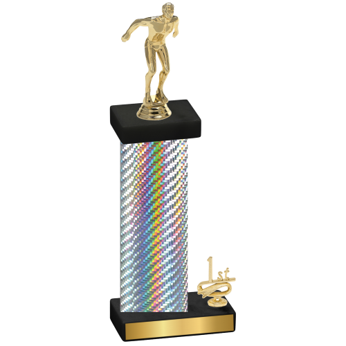 Accented Single Silver Carbon Fiber First Place Swimming Trophy