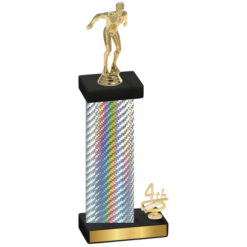Accented Single Silver Carbon Fiber Fourth Place Swimming Trophy