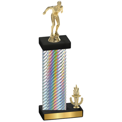Accented Single Silver Carbon Fiber Victory Swimming Trophy