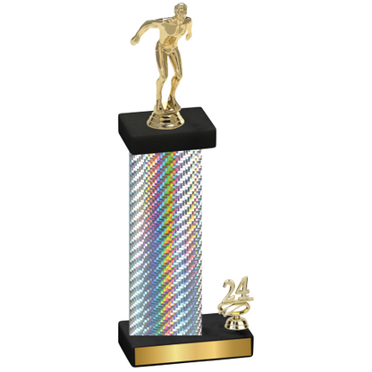 Accented Single Silver Carbon Fiber Year Swimming Trophy