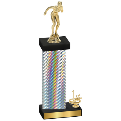 Accented Single Silver Carbon Fiber First Place Tennis Trophy