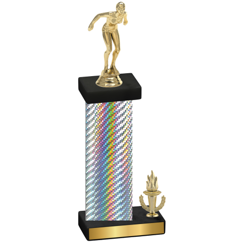 Accented Single Silver Carbon Fiber Victory Tennis Trophy
