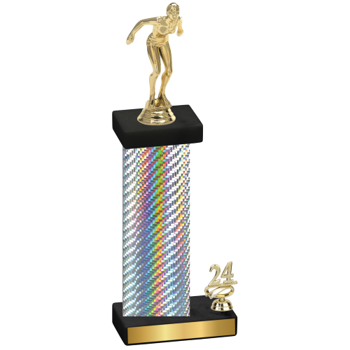 Accented Single Silver Carbon Fiber Year Tennis Trophy