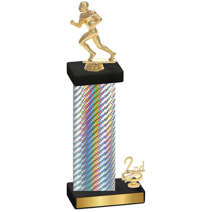 Accented Single Silver Carbon Fiber Second Place Football Trophy