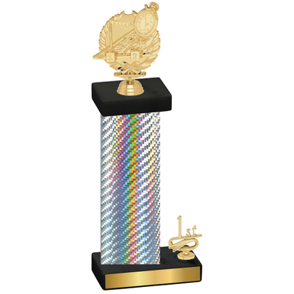 Accented Single Silver Carbon Fiber First Place Swimming Trophy