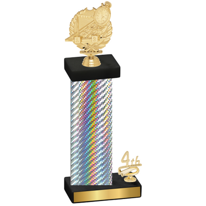 Accented Single Silver Carbon Fiber Fourth Place Swimming Trophy