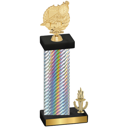 Accented Single Silver Carbon Fiber Victory Swimming Trophy