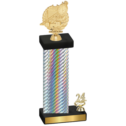 Accented Single Silver Carbon Fiber Year Swimming Trophy