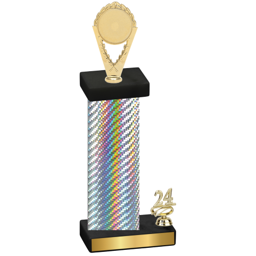 Accented Single Silver Carbon Fiber Year Insert Trophy