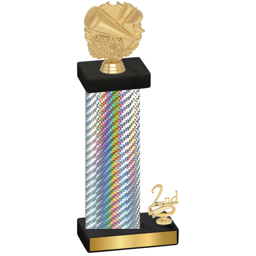 Accented Single Silver Carbon Fiber Second Place Cheerleading Trophy