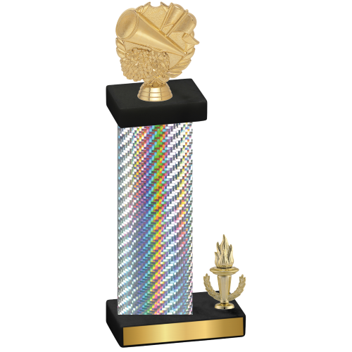 Accented Single Silver Carbon Fiber Victory Cheerleading Trophy