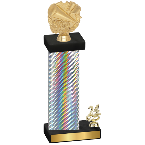 Accented Single Silver Carbon Fiber Year Cheerleading Trophy