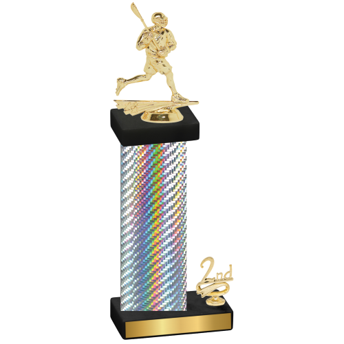 Accented Single Silver Carbon Fiber Second Place Lacrosse Trophy