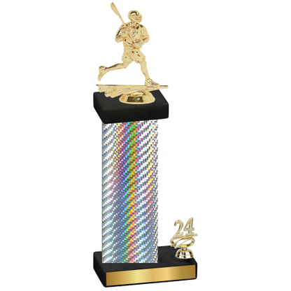 Accented Single Silver Carbon Fiber Year Lacrosse Trophy