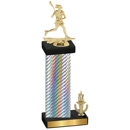 Accented Single Silver Carbon Fiber Victory Lacrosse Trophy