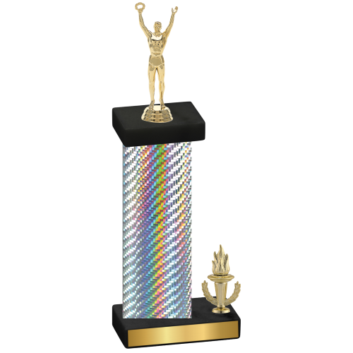 Accented Single Silver Carbon Fiber Victory Victory Trophy