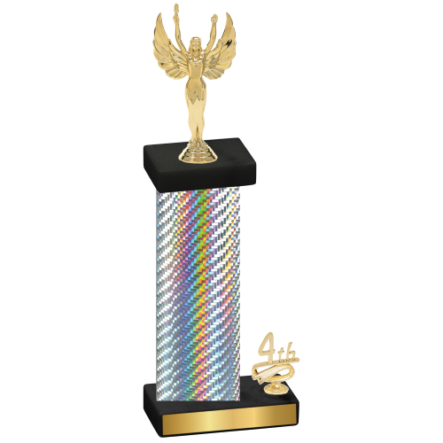Accented Single Silver Carbon Fiber Fourth Place Victory Trophy