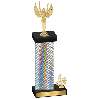 Accented Single Silver Carbon Fiber Fourth Place Victory Trophy