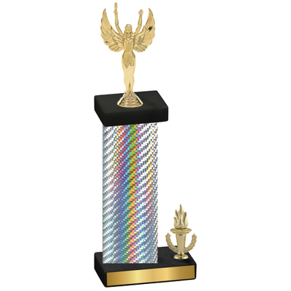 Accented Single Silver Carbon Fiber Victory Victory Trophy