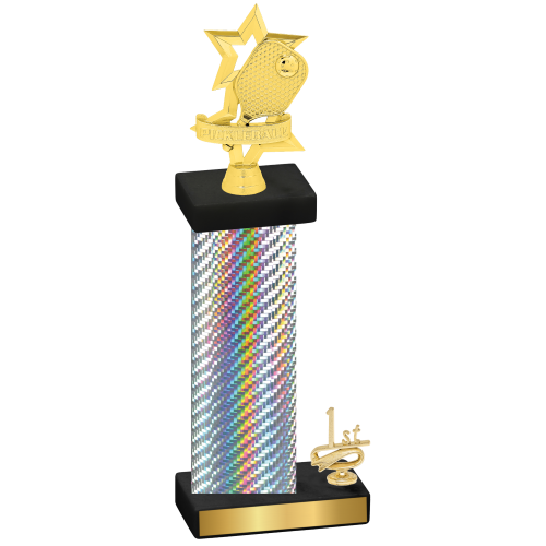 Accented Single Silver Carbon Fiber First Place Pickleball Trophy