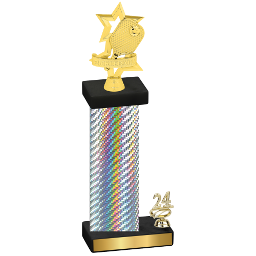 Accented Single Silver Carbon Fiber Year Pickleball Trophy