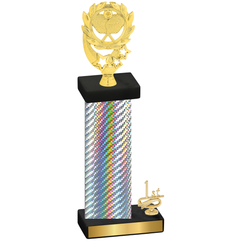 Accented Single Silver Carbon Fiber First Place Pickleball Trophy