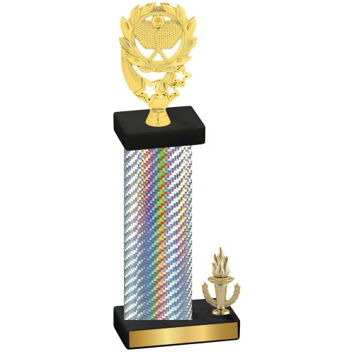 Accented Single Silver Carbon Fiber Victory Pickleball Trophy