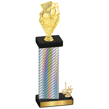 Accented Single Silver Carbon Fiber First Place Pickleball Trophy