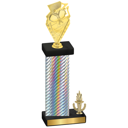 Accented Single Silver Carbon Fiber Victory Pickleball Trophy