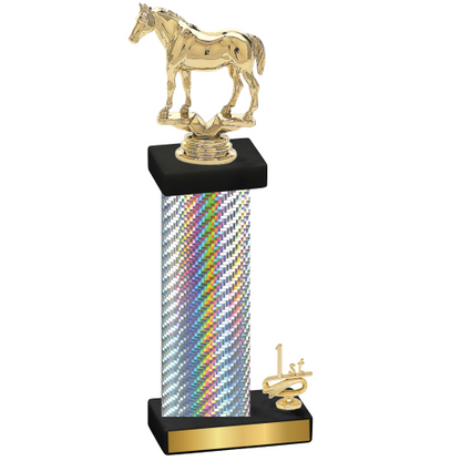 Accented Single Silver Carbon Fiber First Place Horses Trophy