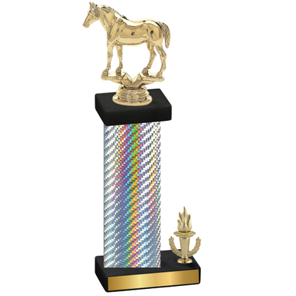 Accented Single Silver Carbon Fiber Victory Horses Trophy