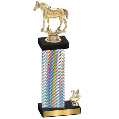 Accented Single Silver Carbon Fiber Year Horses Trophy